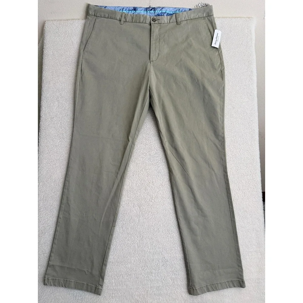 Tommy Bahama Mens 42x34 Beige Boracay Flat Front Stretch Chino Pants T115496